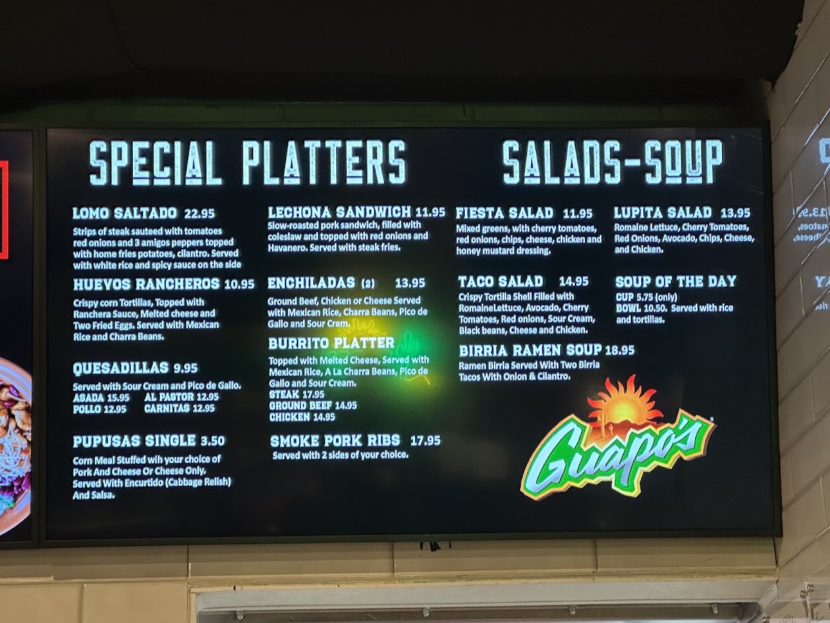 Guapo's Taqueria & Charcoal Chicken Menu - Image 1